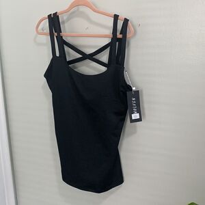 Wolven Eco-Friendly Onyx Lightly Padded Double Cross Yoga/Dance Tank T115 Sz 2X
